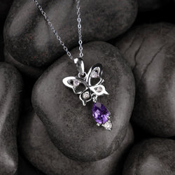 Swarovski Crystal Butterfly Necklace - Pure Silver Pendant