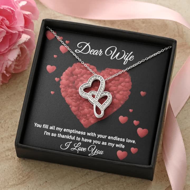 Best Silver Gift For Wife - Pure Silver Double Heart Pendant Gift Set