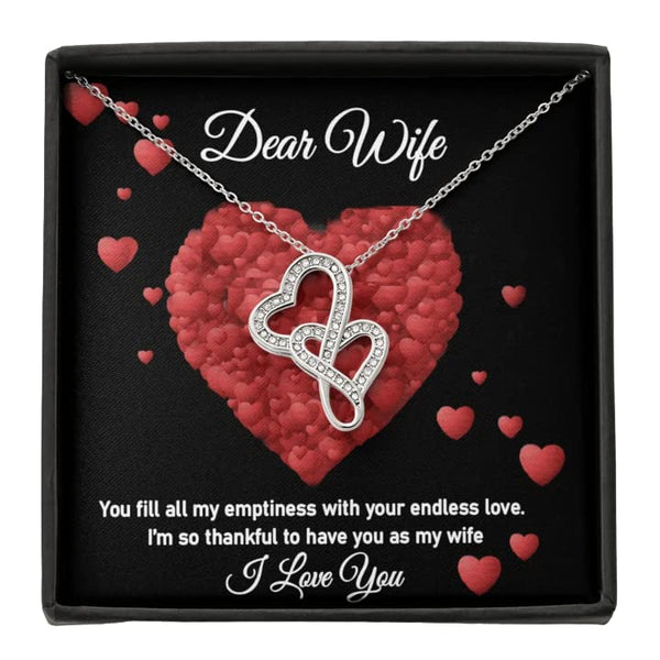 Best Silver Gift For Wife - Pure Silver Double Heart Pendant Gift Set