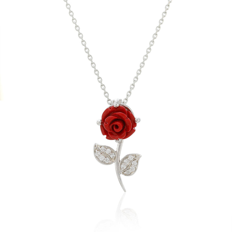 Meaningful Gift For Sister - Pure Silver Red Rose Necklace Gift Set