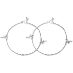 925 Sterling Silver Hanging Dolphin Chain Anklet for Women