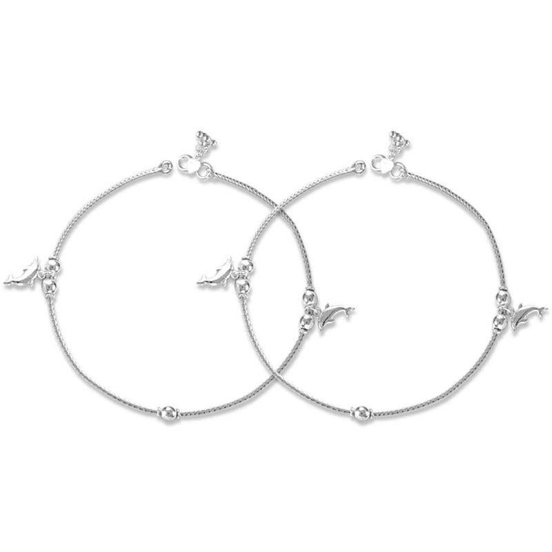 925 Sterling Silver Hanging Dolphin Chain Anklet for Women