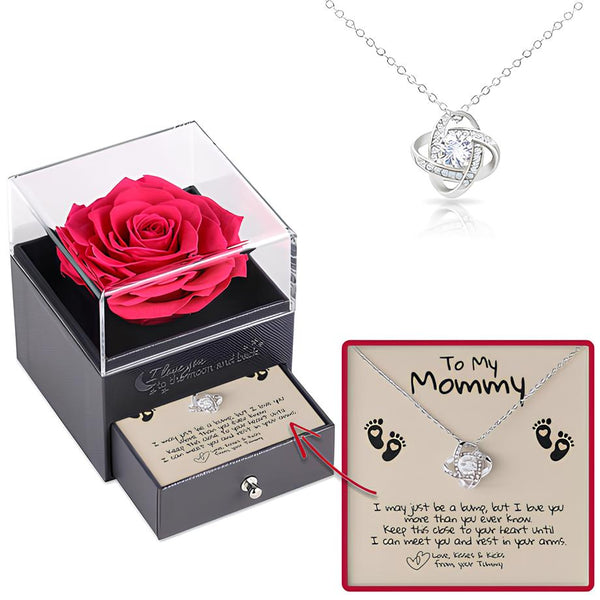 Unique Gift For Mom to be/ New Mom - Pure Silver Necklace In Rose Drawer Box Gift Set