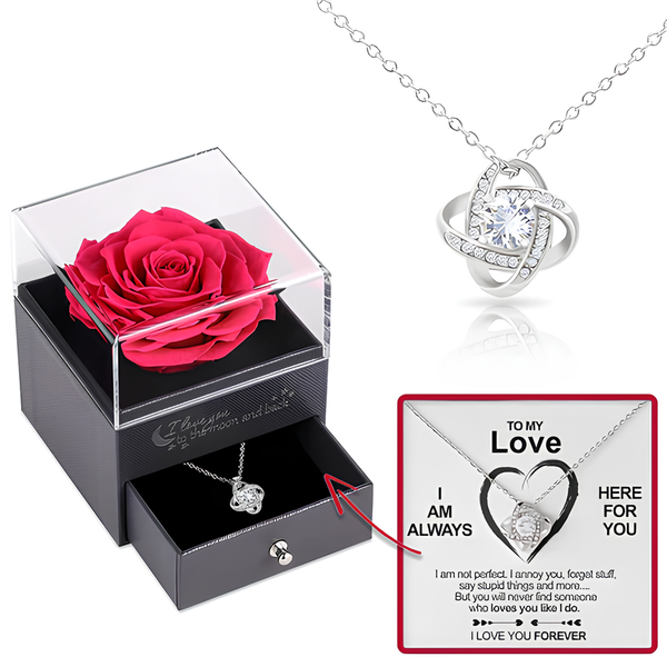 Amazing Gift For Female Partner - Pure Silver Necklace In Rose Drawer Box Gift Set