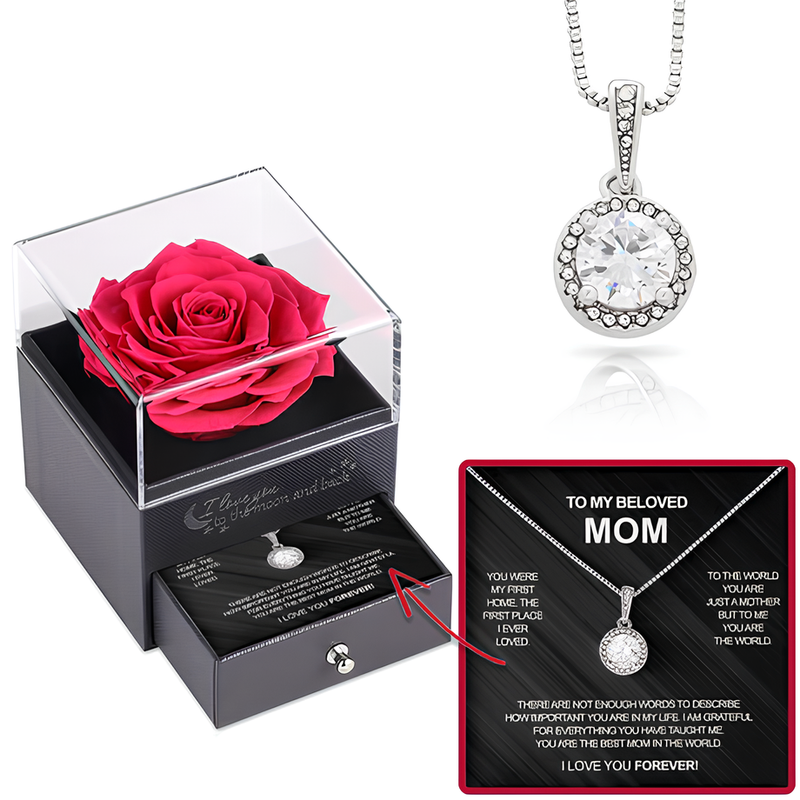 Lovely Gift For Mom 2025 - Pure Silver Necklace In Rose Drawer Box Gift Set