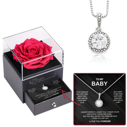 Beautiful Surprise Gift For Her - Pure Silver Necklace In Rose Drawer Box Gift Set