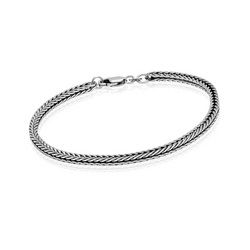 Fabunora - 925 Sterling Silver Italian Oxidized Foxtail Chain Bracelet for Men and Women