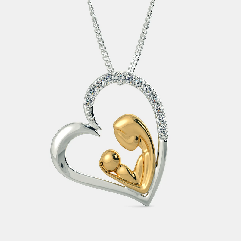 Best Heartfelt Gift for Mom to be - Mom & Baby Pure Silver Necklace Gift Set