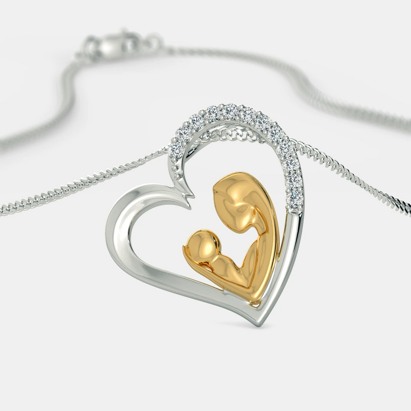 Best Heartfelt Gift for Mom to be - Mom & Baby Pure Silver Necklace Gift Set