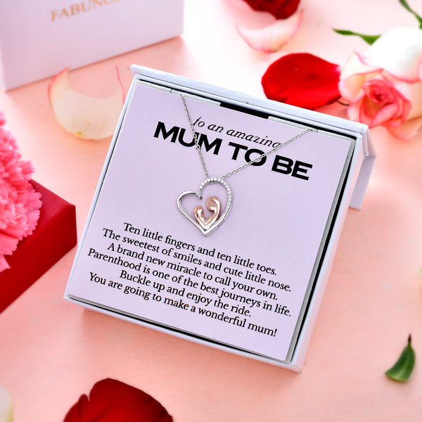 Best Heartfelt Gift for Mom to be - Mom & Baby Pure Silver Necklace Gift Set