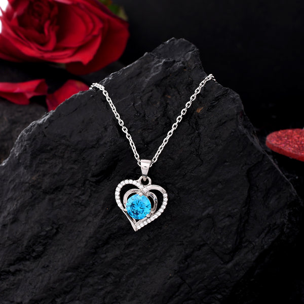 Two Heart Style - 925 Sterling Silver Pendant Set