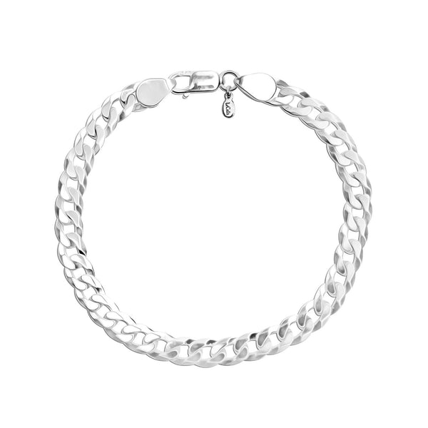 925 Sterling Silver Curb Chain Bracelet for Men 6.5 MM