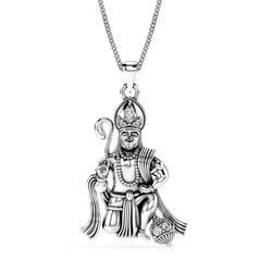 925 Sterling Silver CZ Antique Lord Hanuman Pendant Necklace for Men and Boy