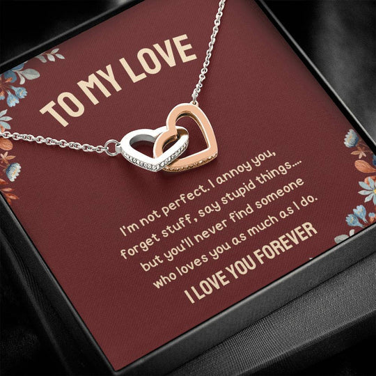 Best Love Gift For Forever - Pure Silver Interlocking Hearts Necklace Gift Set