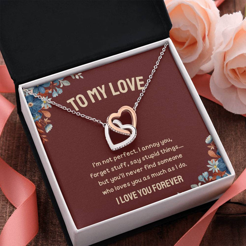 Best Love Gift For Forever - Pure Silver Interlocking Hearts Necklace Gift Set