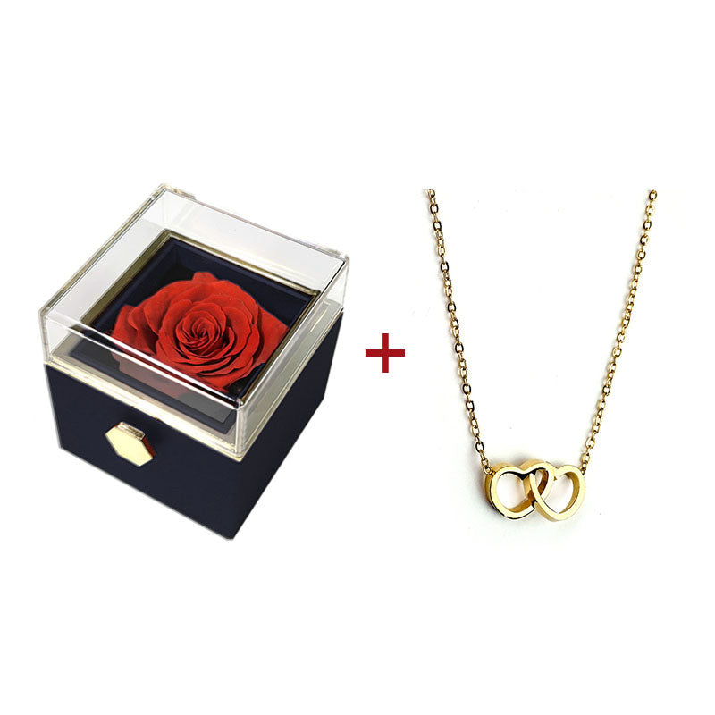 Eternal Rose Rotating Box With Pure Silver Necklace And Message Card Gift Set