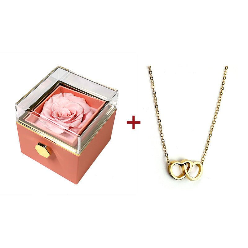 Eternal Rose Rotating Box With Pure Silver Necklace And Message Card Gift Set