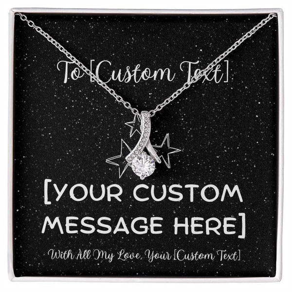 Alluring Beauty Necklace With Personalized Message Card - 925 Sterling Silver Pendant Set