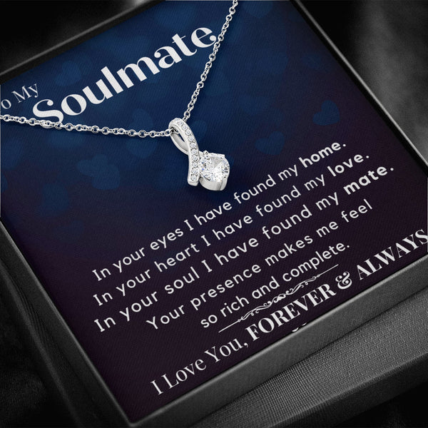 To My Soulmate Necklace Gift For Her - Pure Silver Necklace Gift Set