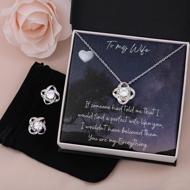 Romantic Gift Idea for Wife - Pure Silver Necklace & Earrings Complete Gift Set