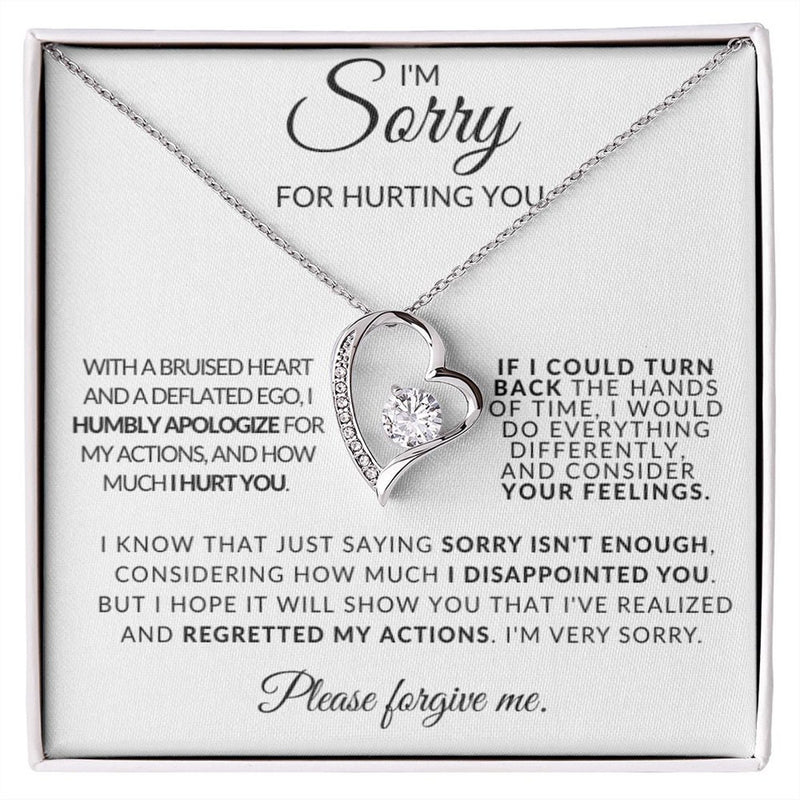 "Sorry For Hurting You" Apology Gift For Her - Pure Silver Necklace Gift Set