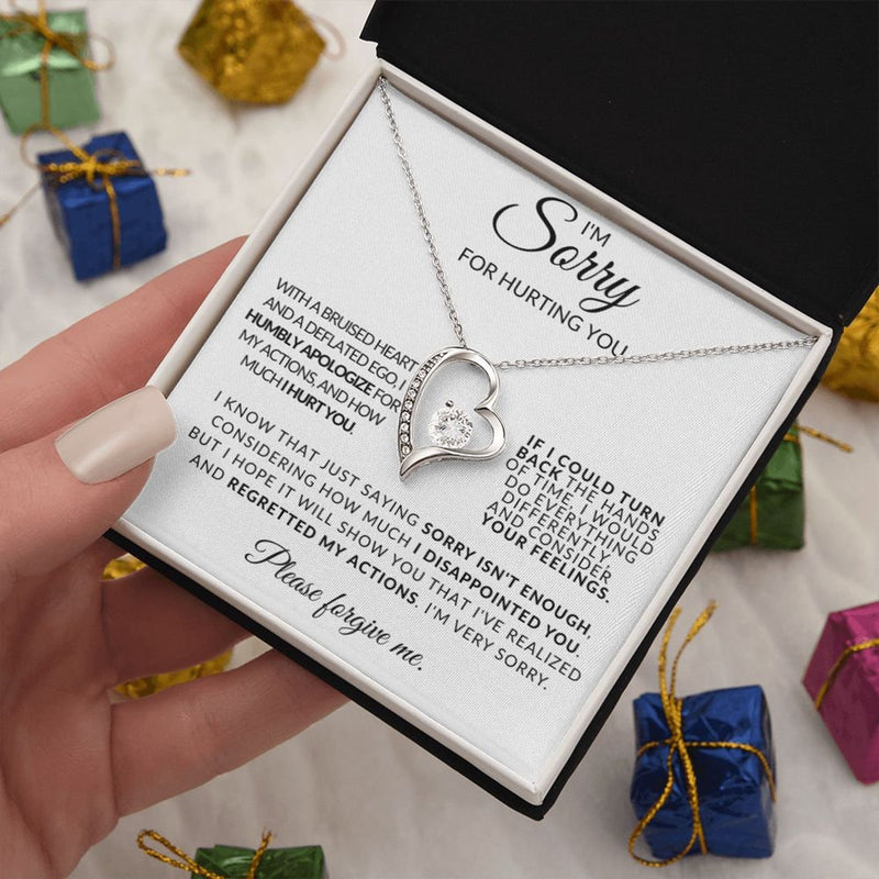 "Sorry For Hurting You" Apology Gift For Her - Pure Silver Necklace Gift Set