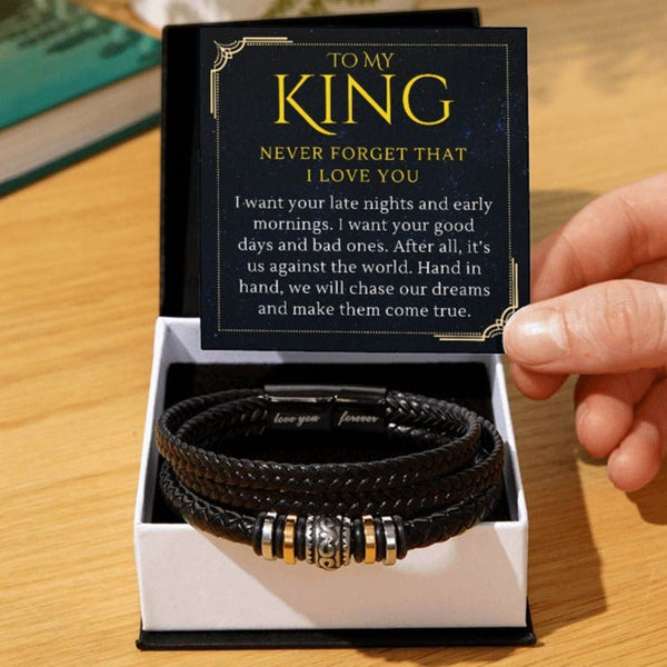 Special Gift For Male Partner - Handmade Woven Multi Layer Bracelet With Message Card
