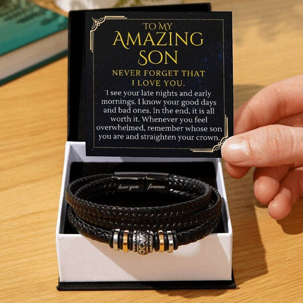 To My Amazing Son Gift | Handmade Leather Bracelet For Men
