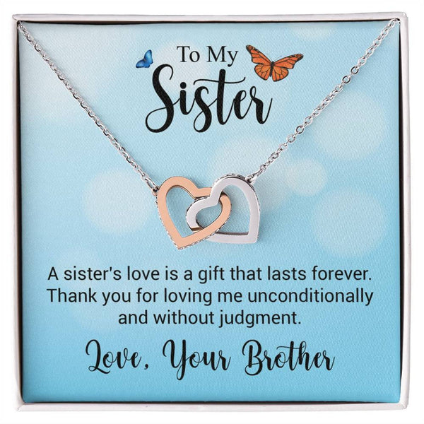 Thoughtful Gift For Sister 2024 - Pure Silver Interlocking Hearts Necklace Gift Set