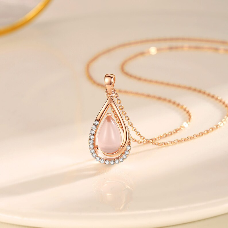 Beautiful Gift For Mother 2024 - Rose Quartz Pure Silver Necklace Gift Set