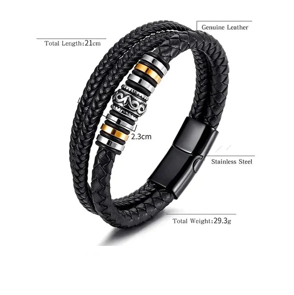 Meaningful Gift For Male Partner - Handmade Woven Multi Layer Bracelet With Message Card