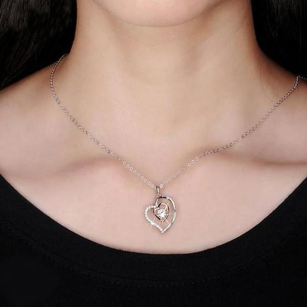 Unique Gift For Working Wife - Pure Silver Luxe Heart Necklace Gift Set