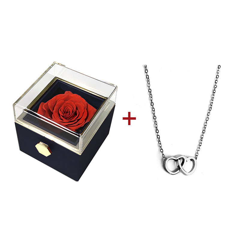 Eternal Rose Rotating Box With Pure Silver Necklace And Message Card Gift Set