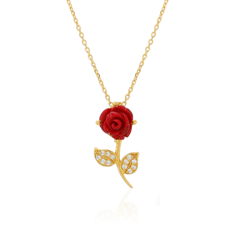 Most Unique Valentine 2025 Gift For Wife - Pure Silver Red Rose Necklace Gift Set