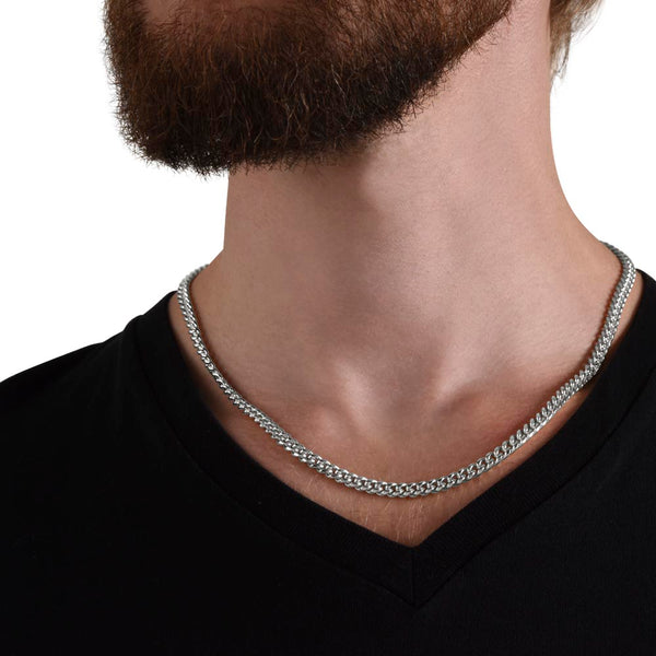 Cuban Pure Silver Chain For Men - 20 Inches